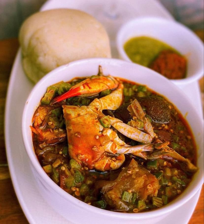 Banku + Okro + Crab/Wele/Beef/Tuna